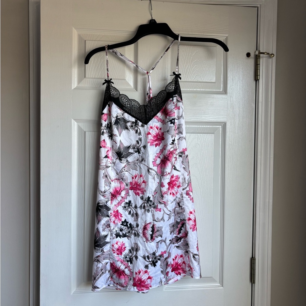 Cacique Floral Chemise with Black Lace
